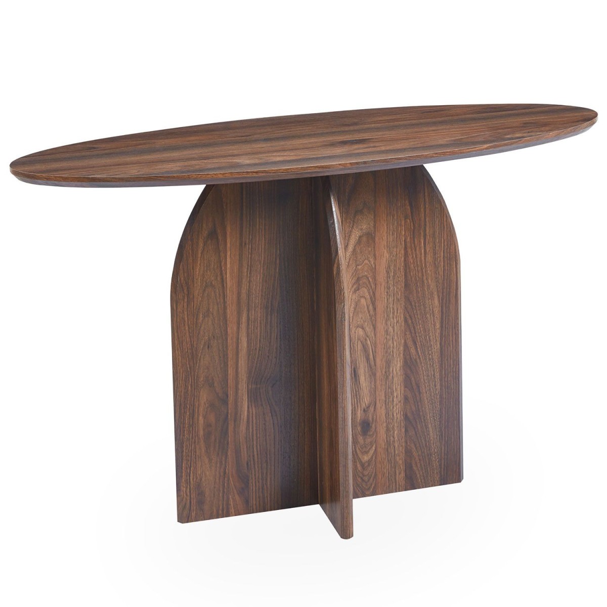 Console design ovale Catrina en bois marron 120 cm chic