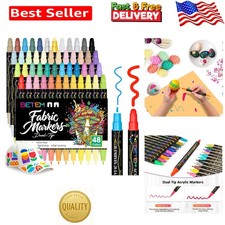 48 Colors Dual Tip Acrylic Paint Markers, Fabric Decorating Kits Water-Based...