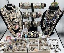 363 Piece Silver Tone Jewelry Lot Vintage to Modern Collection Many Signed EUC