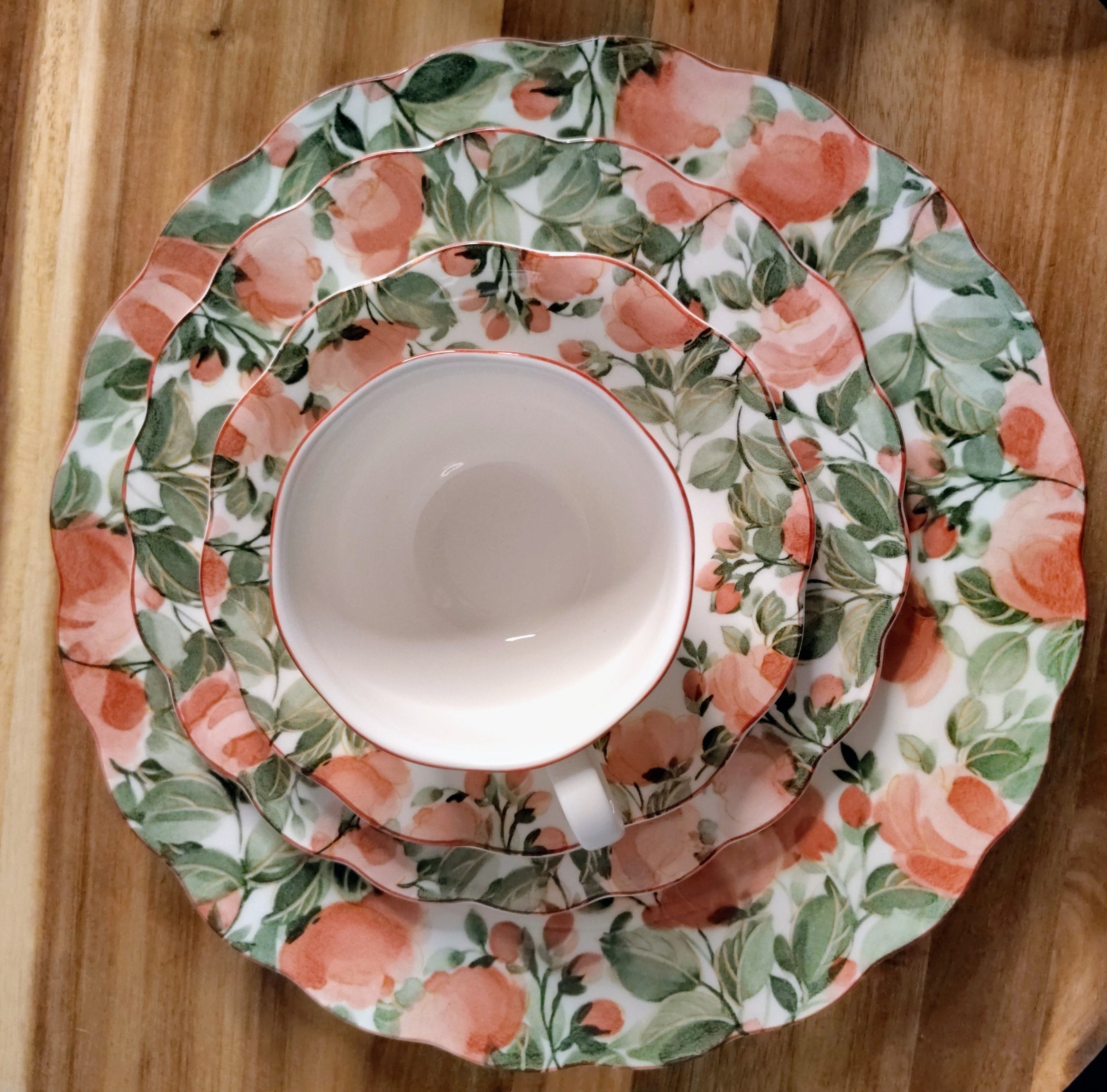 Nikko Fine Tableware PRECIOUS Pink Roses Floral Dinnerware Set of 4