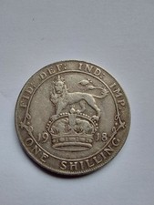 1918  George V Silver One Shilling Coin - .925 silver