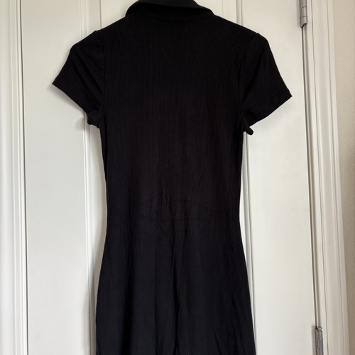 Abercrombie & Fitch Women’s Ribbed Black Button Down Collar Dress Midi - Size S - Picture 8 of 8