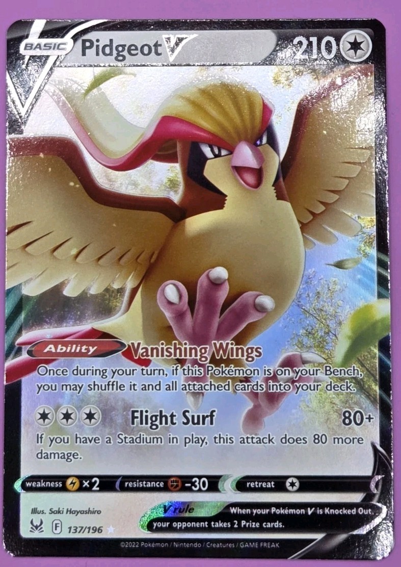 Pidgeot V 137/196 Lost Origin Holo Ultra Rare Pokemon Card TCG English NM
