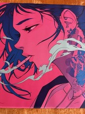 Large Non-Slip Desk and Mouse Mat - Smoking Anime Girl Design 900x400x2mm