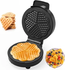 Heart Waffle Maker: 5 Heart Shaped Waffle Iron with Adjustable Temperature Contr