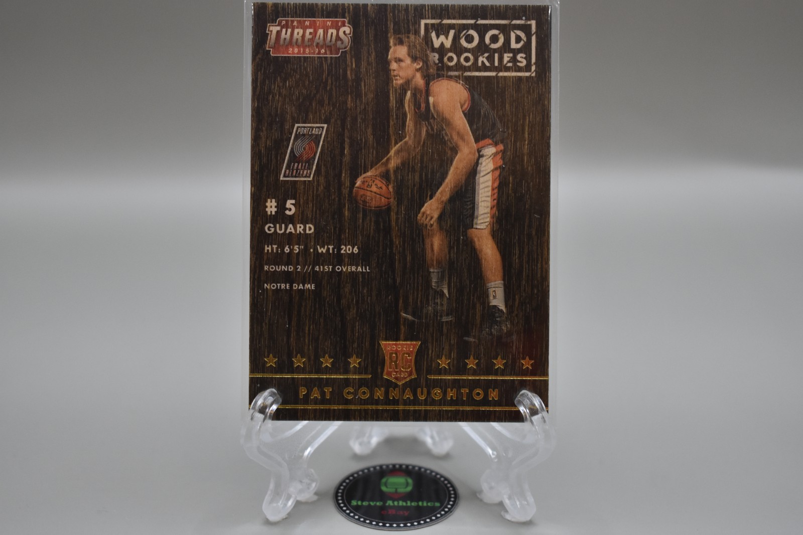 Pat Connaughton Trail Blazers 2015-16 Panini Threads Wood Rookies Insert RC #249