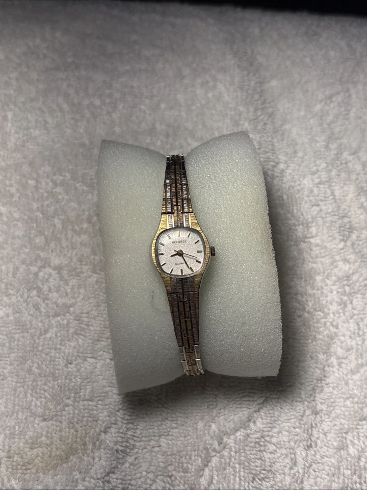 Helbros Reloj Mujer Vintage Analógico Cuarzo Dos Tonos Dorado Plata 6.5 Pulgadas 18 mm Foto 4 de 4