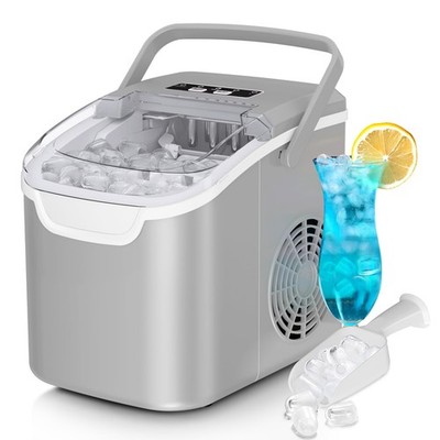 Countertop Ice Maker Machine, 8 Cubes in 6 mins, 26lb/Day 26Lbs/24H, Grey