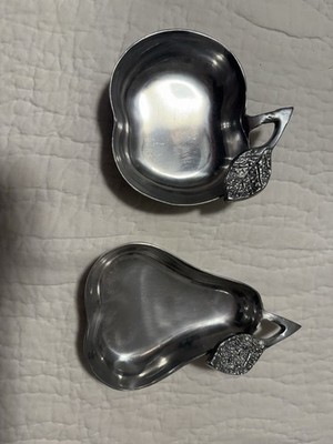 Pier 1 Imports Pear And Apple Shaped Silver Tone Candy Snack Trinket Dish  India