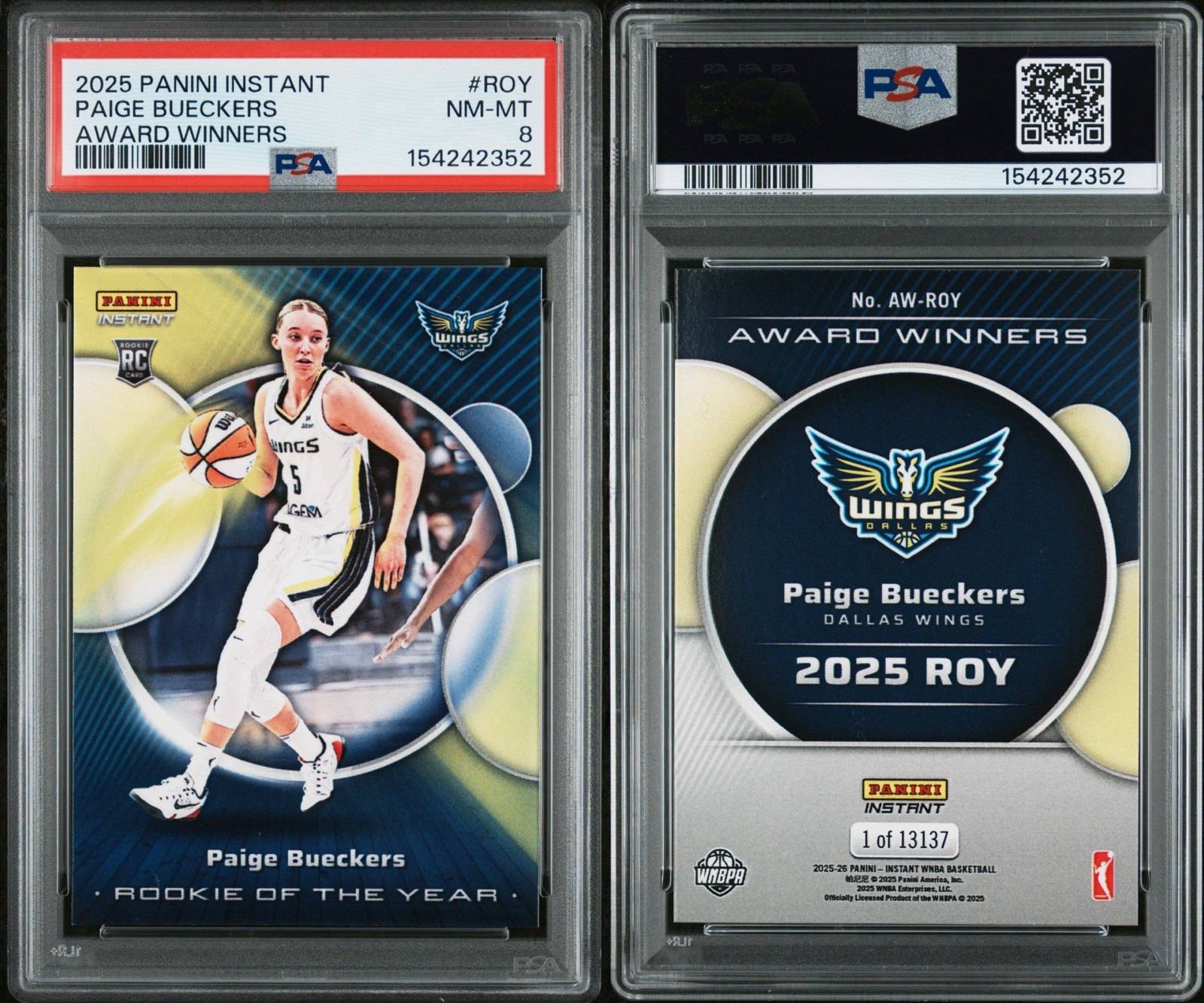 Paige Bueckers Rookie 2025 Panini Instant #ROY Award Winners RC PSA NO RESERVE view 3