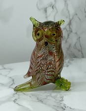 Small 2” Glass Owl Figurine with Metallic Effect. No Chip, Cracks Or Crazing.