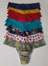 HANKY PANKY LACE LOW RISE THONG SET OF 10 ASSORTED COLORS ONE SIZE