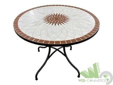 TAVOLO ROTONDO DA ESTERNO ACCIAIO NERO CON MOSAICO PIETRA 100XH75 CM GIARDINO