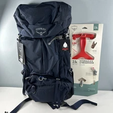 New Osprey 44L Backpack Stratos 44 Cetacean Blue w/Hydraulic 2.5L Reservoir Pack