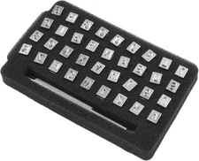 Coufce 36Pcs Metal Letter and Number Stamps Punch Set Leather Art Silver 