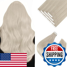 Ve Sunny Tape In Hair Extensions Human Hair White Blonde 20Inch 10Pcs 25G