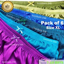 x6 Shiny Soft Nylon Underwear Full Cut Panties Briefs Plus Size XL Women Men Hid