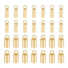 60pcs 2 Sizes 2mm/3mm Golden Cord Ends 304 Stainless Steel End Caps Leather C...