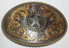 Nocona Men's Silver Star With Western Flair Oval Belt Buckle Cowboy 2.75" x 4" — photo 1