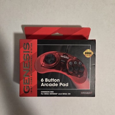 Retro-Bit Sega Genesis Controller 6 Button Pad for Sega Genesis Red Official NEW