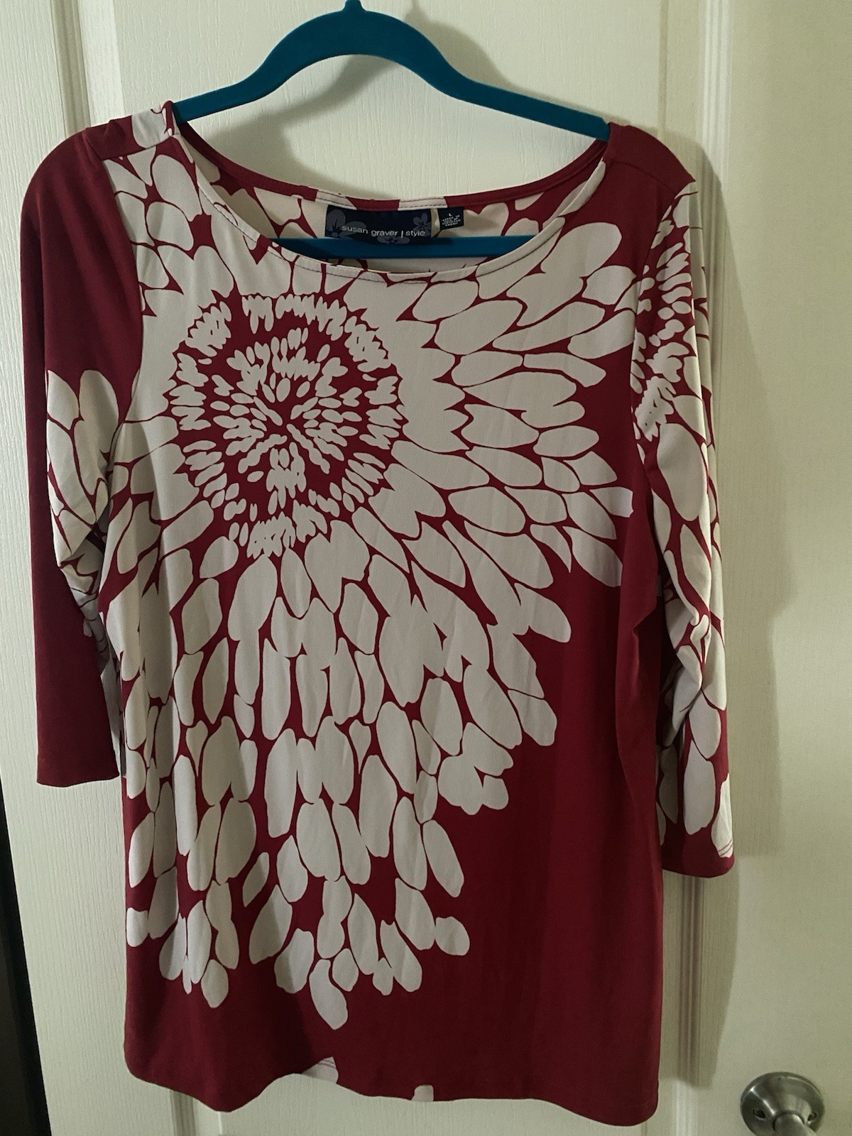 Susan Graver Modern Essentials Liquid Knit Tunic Size Large Red Long Sleeve