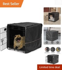 Black Polyester Dog Crate Cover for 24-Inch Crates - Machine Washable Comfort