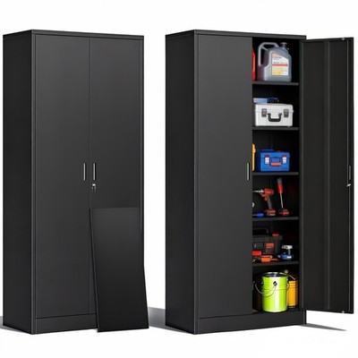 Locking Storage Cabinet with Adjustable Shelve, 71 in Tall Metal Storage Cabinet