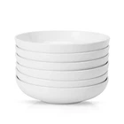 6 Pack Pasta Bowls Ceramic, Large Serving Bowl, White Porcelain Dishes Sets