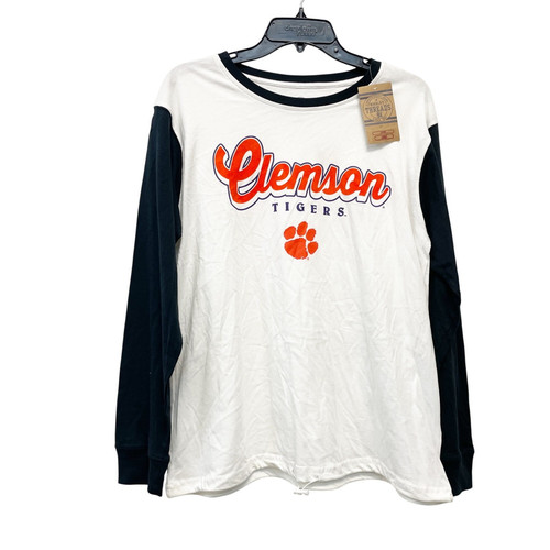 Rivalry Threads Women's Clemson Tigers Long Sleeve T-Shirt White Black L 12/14