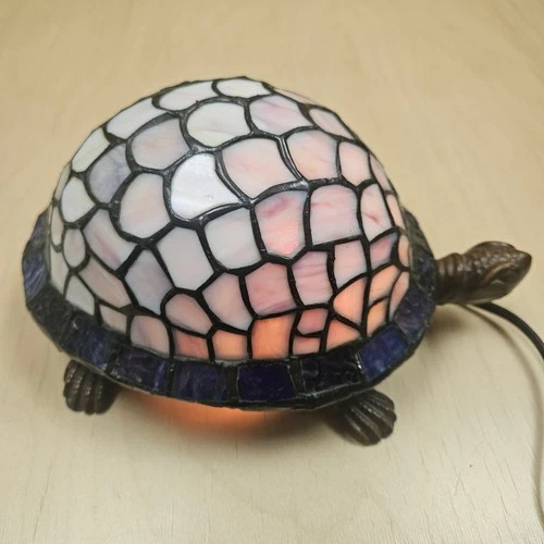 VTG Tiffany-Style Colorful Turtle Tortoise Stained Glass Lamp Accent Night Light