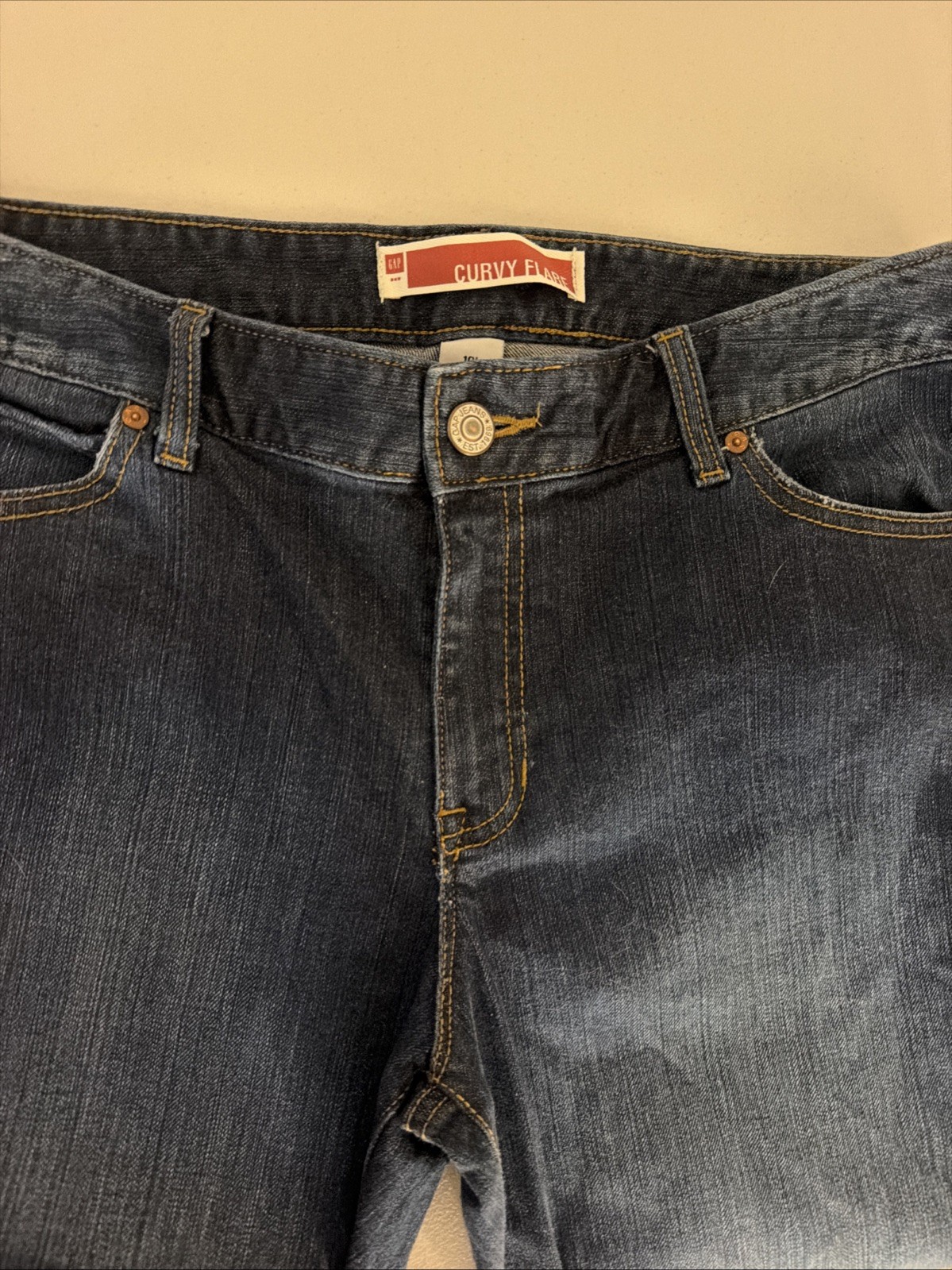 Vintage Gap Women's 1969 Curvy Flare Button-Flap Pocket Jeans 10L 34x32 image 2