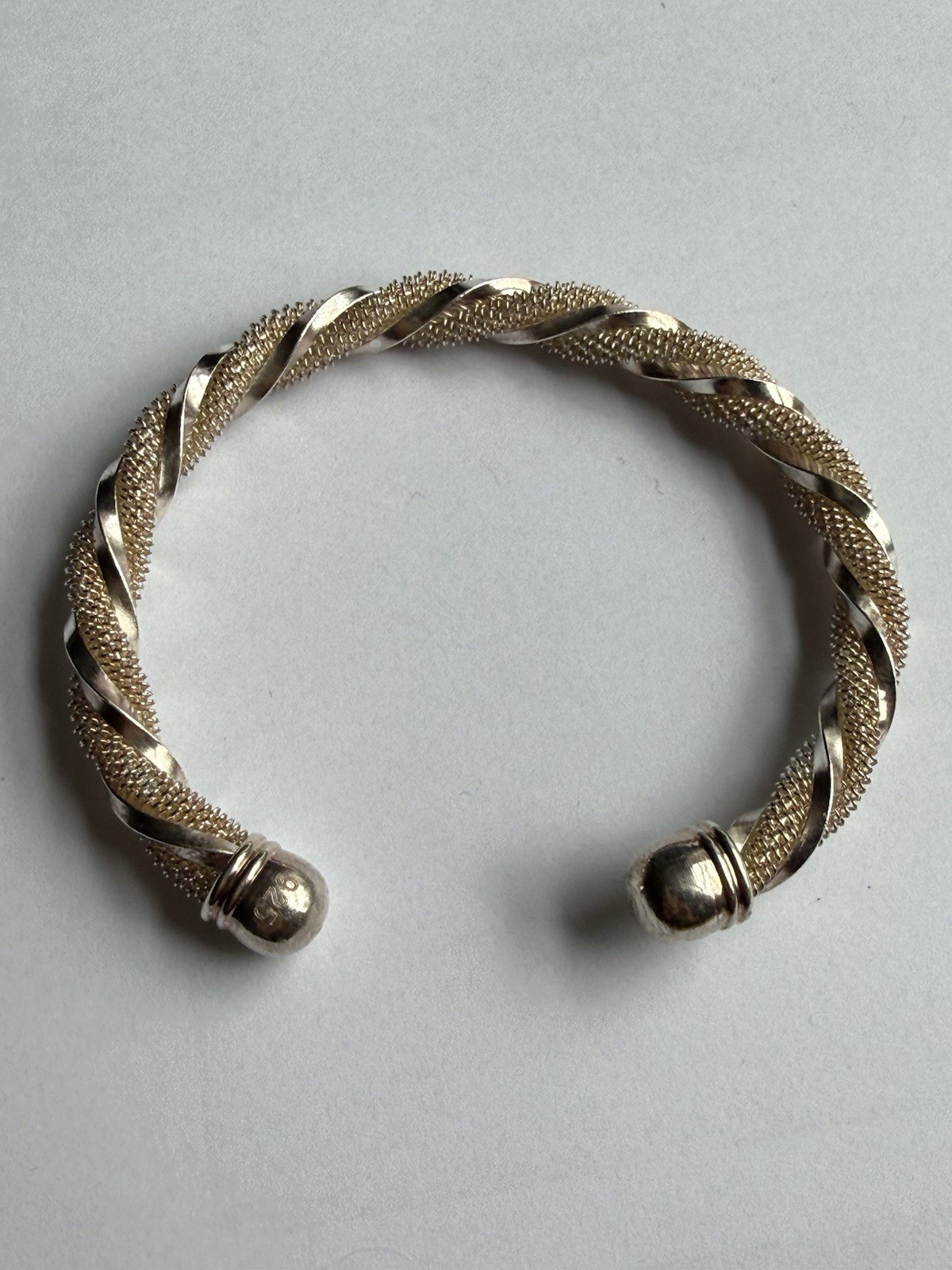 STERLING SILVER TORQUE BANGLE. HALLMARKED 925 - image 1