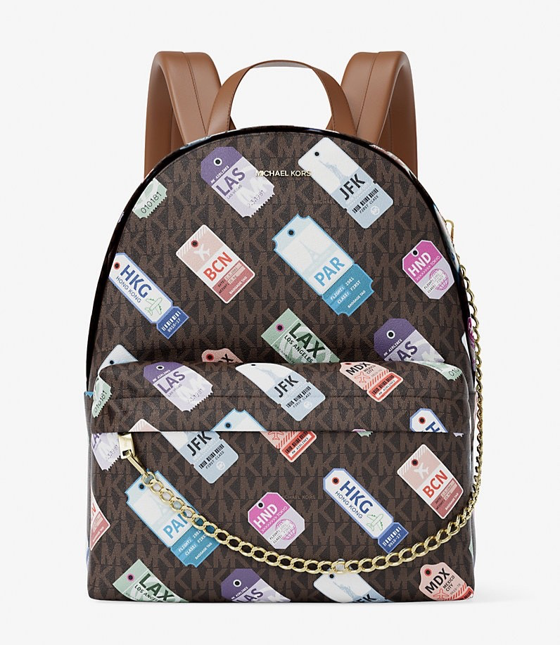 Michael Kors Slater Medium MK Signature Logo Backpack Brown