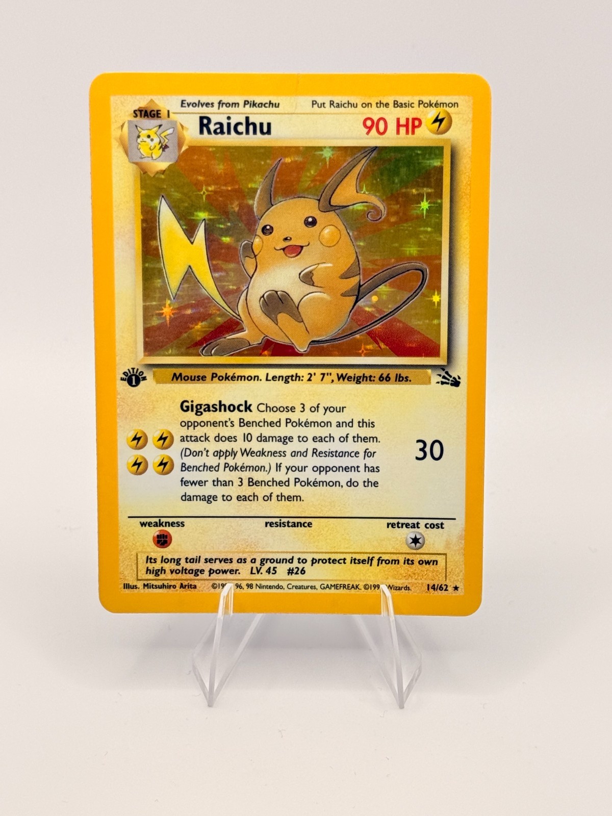 Raichu 1999 Fossil #14/62 1st Edition Holo Price Guide - Sports