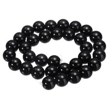 32pcs Solid Black Cat's Eye Stone Beads 12mm Round Crystal Loose Bead