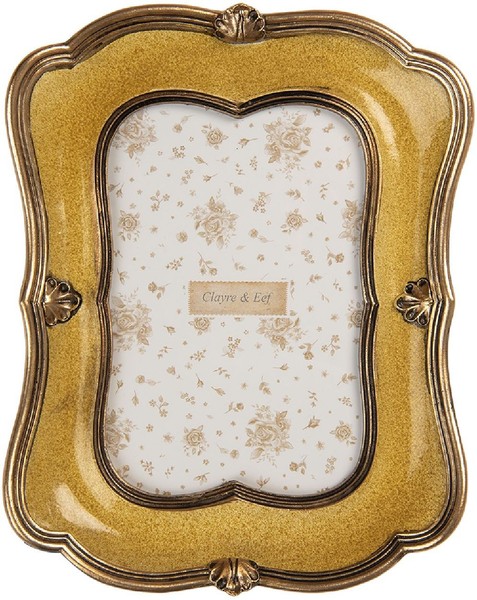Clayre & Eef 2F1346 Fotorahmen 17X3X21 Cm 10X15 Cm Goldfarben Braun-image
