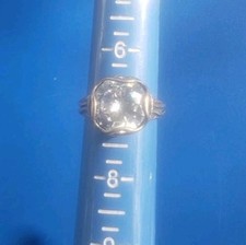 Vintage Signed Israel Sterling Silver 925 with Clear White Stone Ring. Size 7