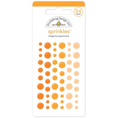 Doodlebug  Sprinkles Adhesive Glossy Enamel Embellishments-Tangerine D (3Pk)