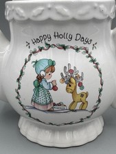 Vintage Precious Moments Happy Holly Days Teapot 1994
