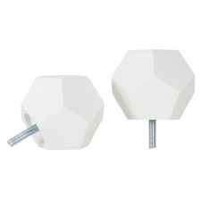 Faceted Hexagonal Finials Curtain Rods 7/8 And 1 Inch Diameter Ivory