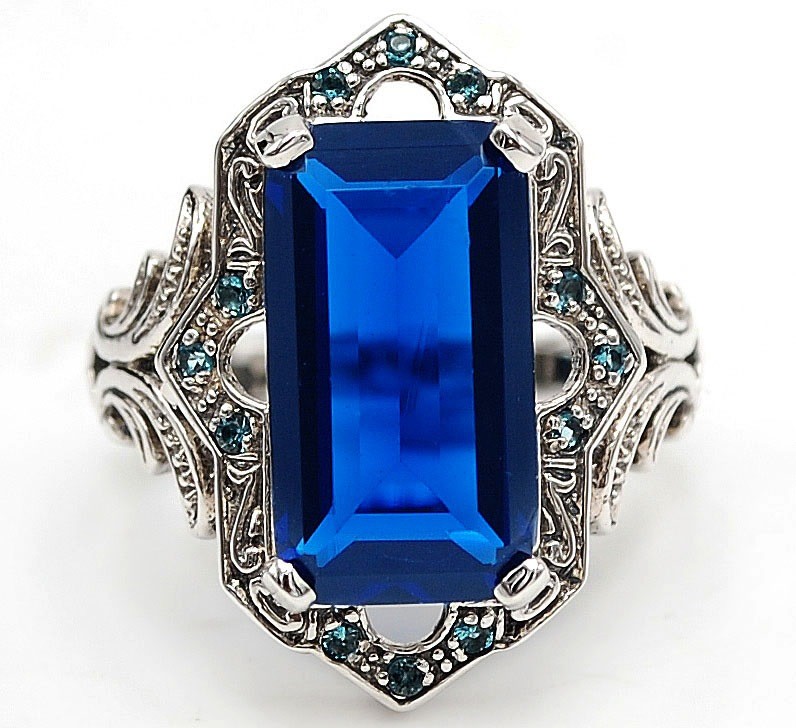 7CT Heat Treated Kyanite 925 Sterling Silver Art Deco Style Ring Sz 9 Z7-5