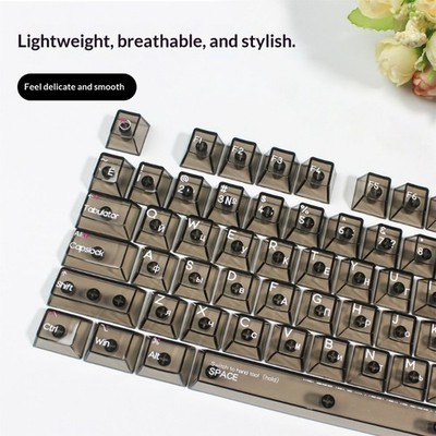 Thicken PC Backlit Keycaps 132Keys Original Profile Russian Crystal Transparents