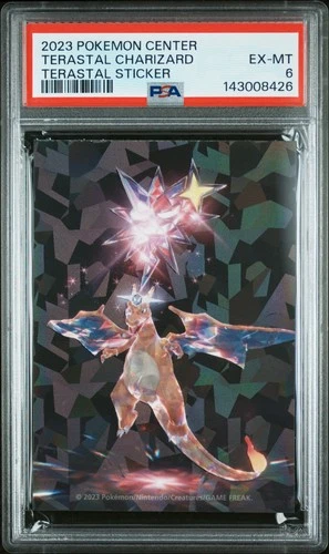 2023 POKEMON CENTER TERASTAL STICKER TERASTAL CHARIZARD PSA 6