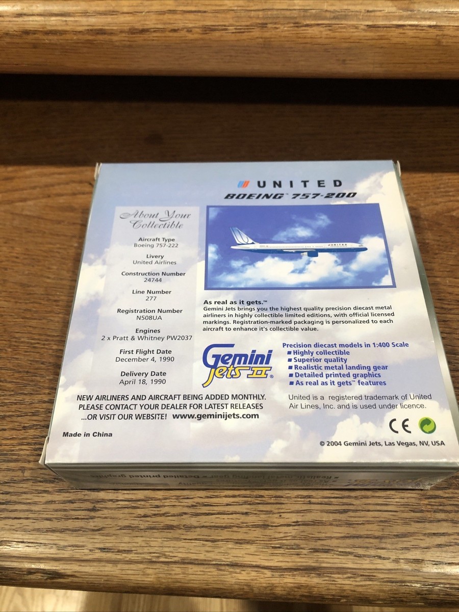 Gemini Jets II Limited Ed. United Boeing 757-200 N508UA 1:400 | eBay