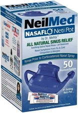 NeilMed NasaFlo Neti Pot Sinus Relief with 50 Premixed Packets (Expires 11-2028)