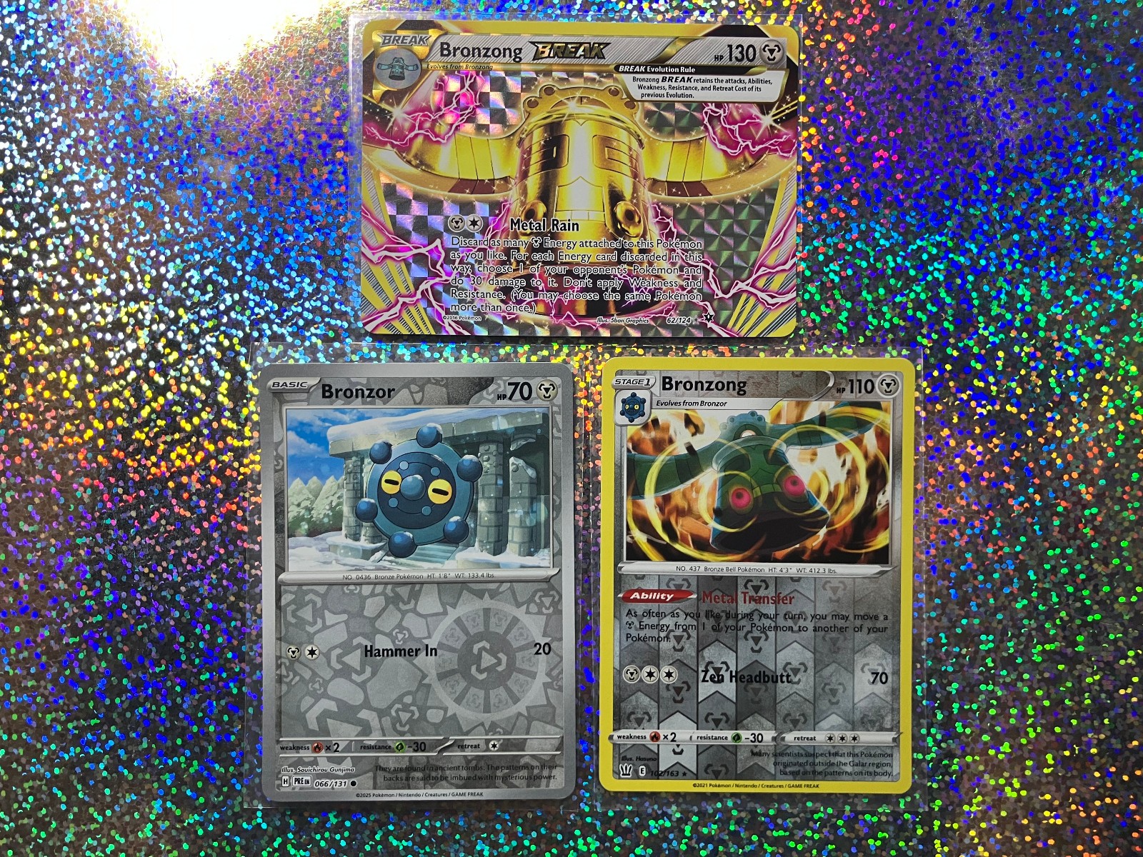 Pokemon TCG: Fates Collide 62/124 Bronzong BREAK; Reverse Holo 102/163 Bronzong
