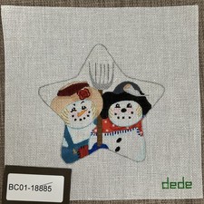 Handpainted Needlepoint Canvas  dede Snowman Farmers Star   Read Description 