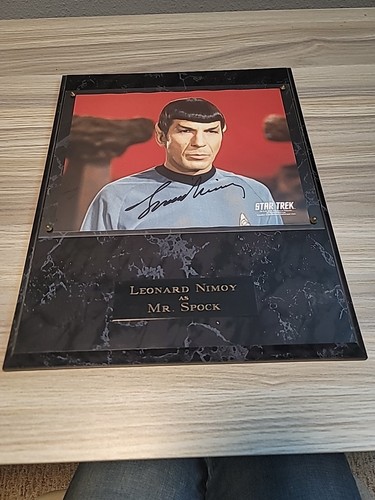 Signed Star Trek Spock Leonard Nimoy Autographed Plaque 15 X 12 NICE