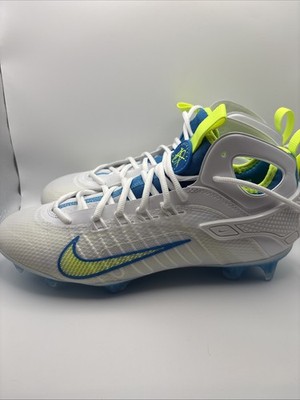 Men's 10.5 Nike Huarache 9 Elite Mid LAX SE Lacrosse Vivid Blue Volt FV6149-100