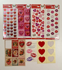 Lot of 8 Valentine's Day Love Heart Theme Vintage Stickers Scrapbook